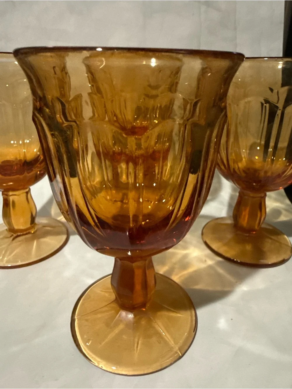 Amber Goblet Glasses - Set of 4
